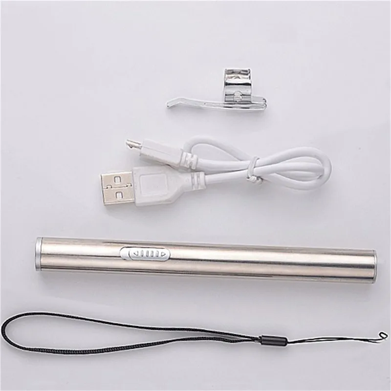 Портативный USB Перезаряжаемый светодиодный фонарик из нержавеющей стали мини