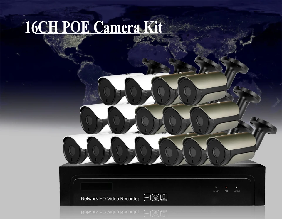 HJT H.264/H.265 16CH 48 V POE 1080 P 2.0MP IP Камера 16CH POE NVR P2P CCTV Камера открытый Водонепроницаемый AEeye Onvif 2,1