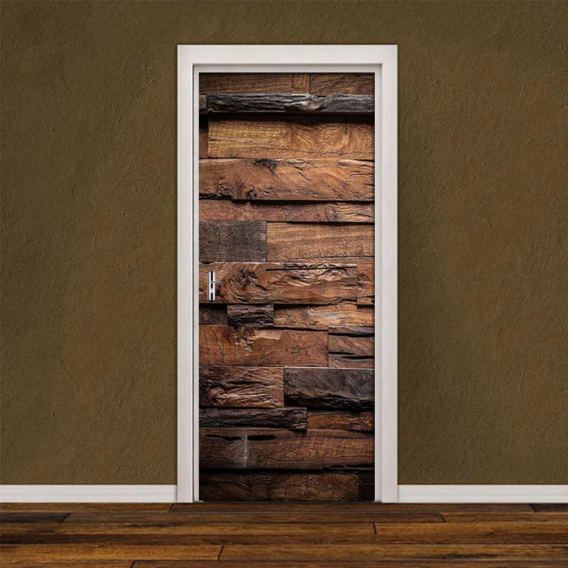 2Pcsset Pvc Self Adhesive 3D Removable Door Sticker Retro Wood Pattern Wallpaper Living Room Decor Decals Diy Wall huismerk kopen in de aanbieding 2Pcsset Pvc Self Adhesive 3D Removable Door Sticker Retro Wood Pattern Wallpaper Living Room Decor Decals Diy Wall huismerk kopen in de aanbieding