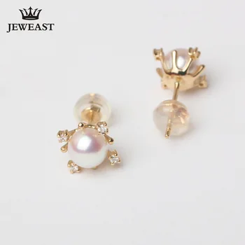 

18k Pure Gold Yellow Japan Natrual Seawater Pearl Stud Earrings Genuine Upscale Jewelry Gift New Hot Sale Send To Mother