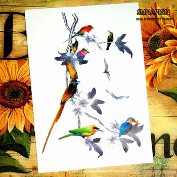 

SHNAPIGN Oriole Bird Temporary Tattoo Body Art Flash Tattoo Stickers 12*20cm Waterproof Henna Styling Home Decor Wall Sticker