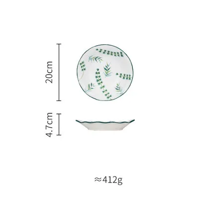 8 дюймов керамические обеденные тарелки растительные Листья Лист напечатанный под глазурованной фарфоровой кружкой чашки чаши посуда и тарелки столовые приборы посуда - Цвет: I