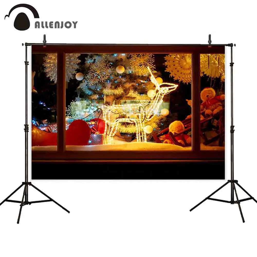 Allenjoy Thin Vinyl photo background window elk snowflake Christmas new year celebrate camera photography backdrops studio | Электроника