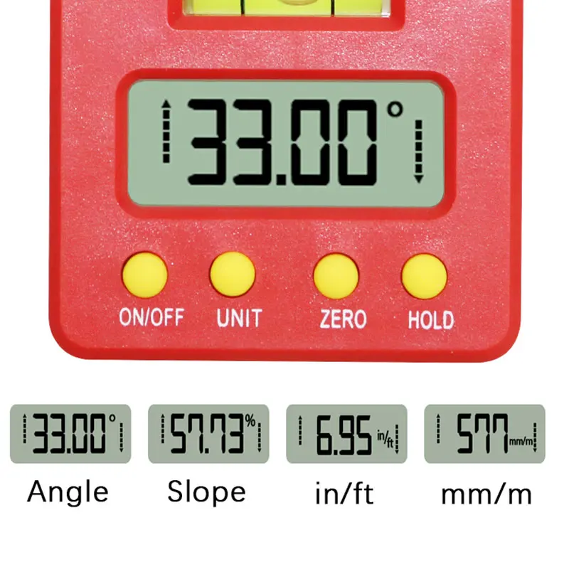 Мини цифровой уровень транспортир Сильный магнитный Цифровой Инклинометр Угол наклона коробка уровень Горизонтальный Угол транспортир Угол Калибр