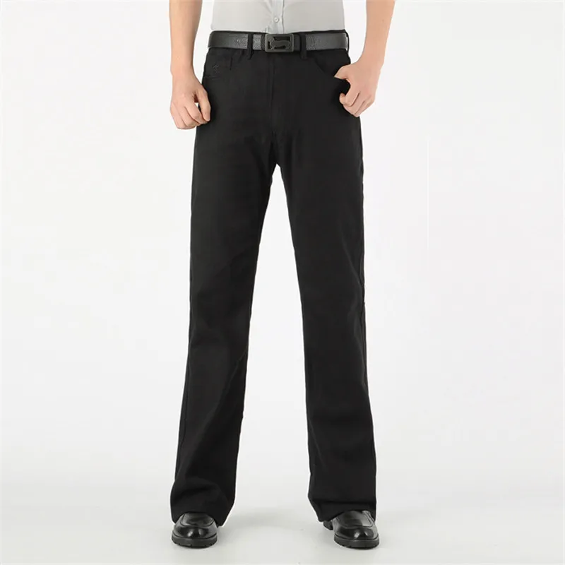 

New 2019 Leg Trousers Mid Waist Long Flare Jeans For Men Bootcut Black Jeans 34-42