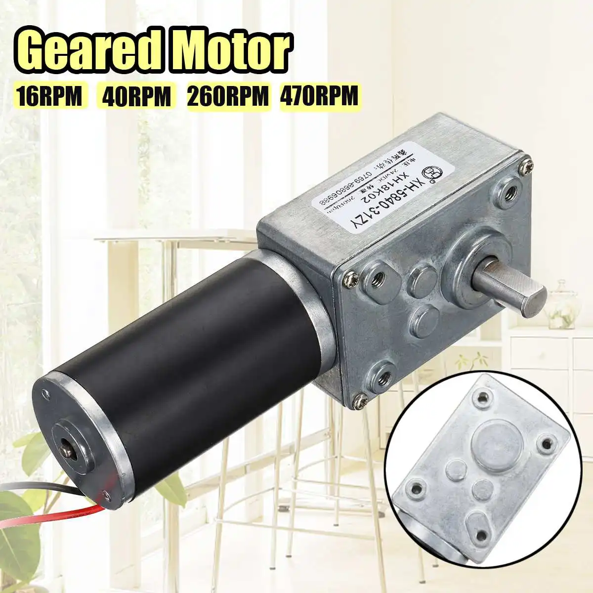 

DC 24V Gear Reduction Motor Turbo Geared Motor 16/40/260/470RPM Mini Electric Gearbox Reducer For Intelligent Curtain Motor