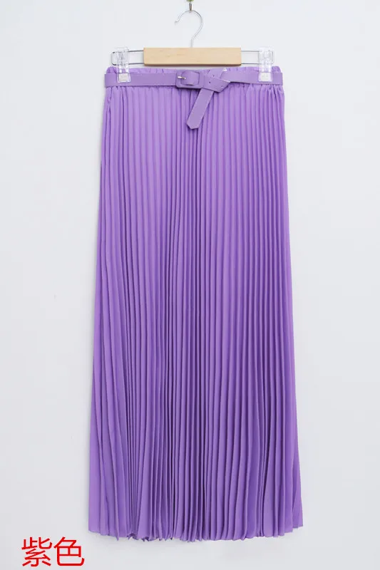 FATIKA шифоновая плиссированная юбка с высокой талией, великолепные юбки на осень и зиму, Юбки миди для женщин весна лето - Цвет: Light Purple