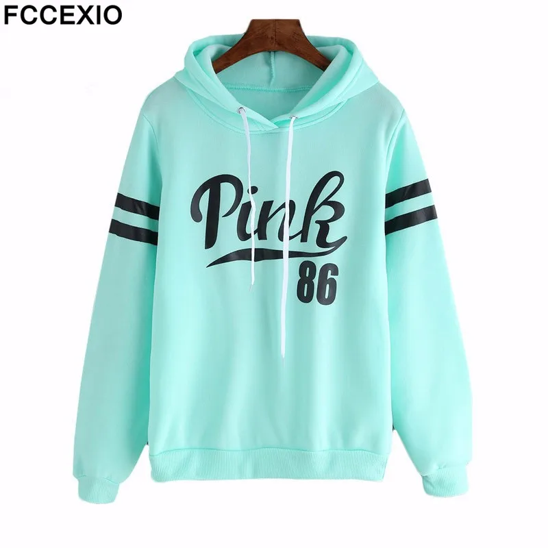 FCCEXIO Wholesale 4 Colors Pink Love Hoodies Sweatshirt Pink Letter
