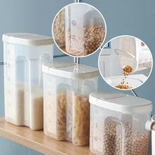 Прозрачный пластиковый пищевой герметичный контейнер для хранения орехов, органайзер с чешуей, кухонные бытовые ящики для хранения риса
