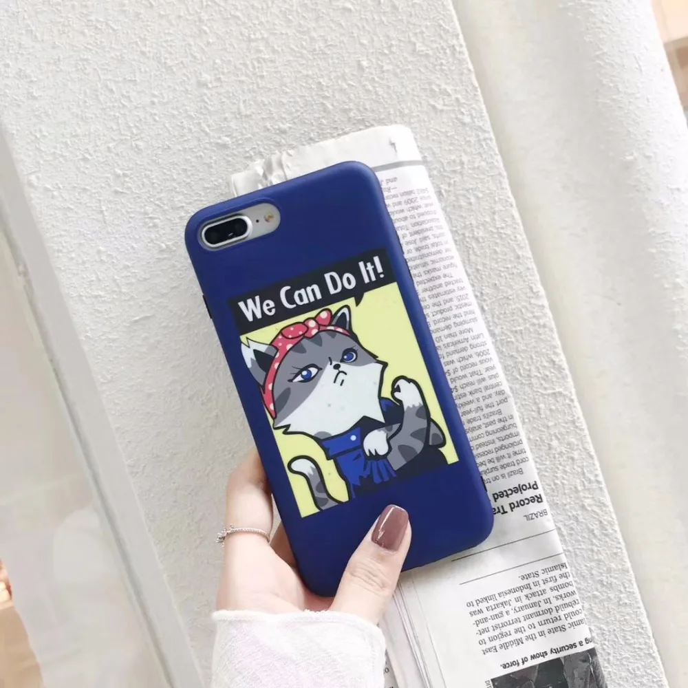 Ретро цвет чехол для iPhone 6 7 8 Plus X телефон случаях тигр кошка милый мультфильм