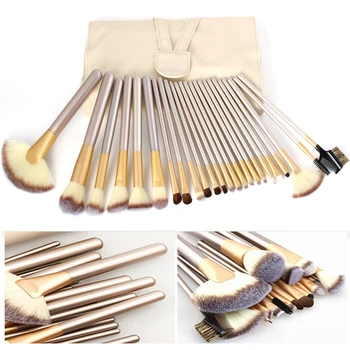 

7.9in 24pcs make up brushes Set +Leather Case Women's Luxurious Style Beauty Powder Makeup Brush Tools Kit pincel