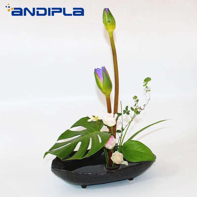 

Creative Boat Shape Tabletop Hydroponic Flower Pot Ceramic Coarse Pottery Vase Floriculture Snack Plate Storage Disk Home Decor