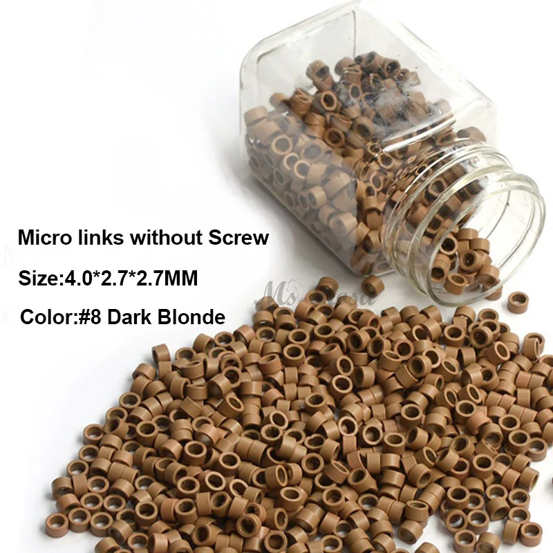 Алюминий микро-локоны 4,0*2,7*2,7 мм 1000 шт/бутылка Средний коричневый#5 микро кольца бусины для волос для дредов инструменты микро-соединения