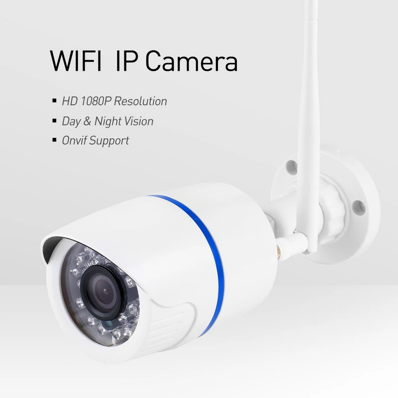H.265 wifi 1920x1080 P 2.0MP Водонепроницаемая ip-камера для улицы с 24 светодиодами ночного видения, камера видеонаблюдения ONVIF w/SD слот для карт