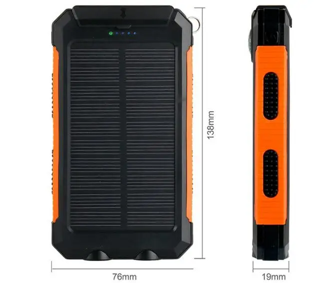 

10000mAh Waterproof solar mobile power portable power bank Multipurpose External Battery Pack