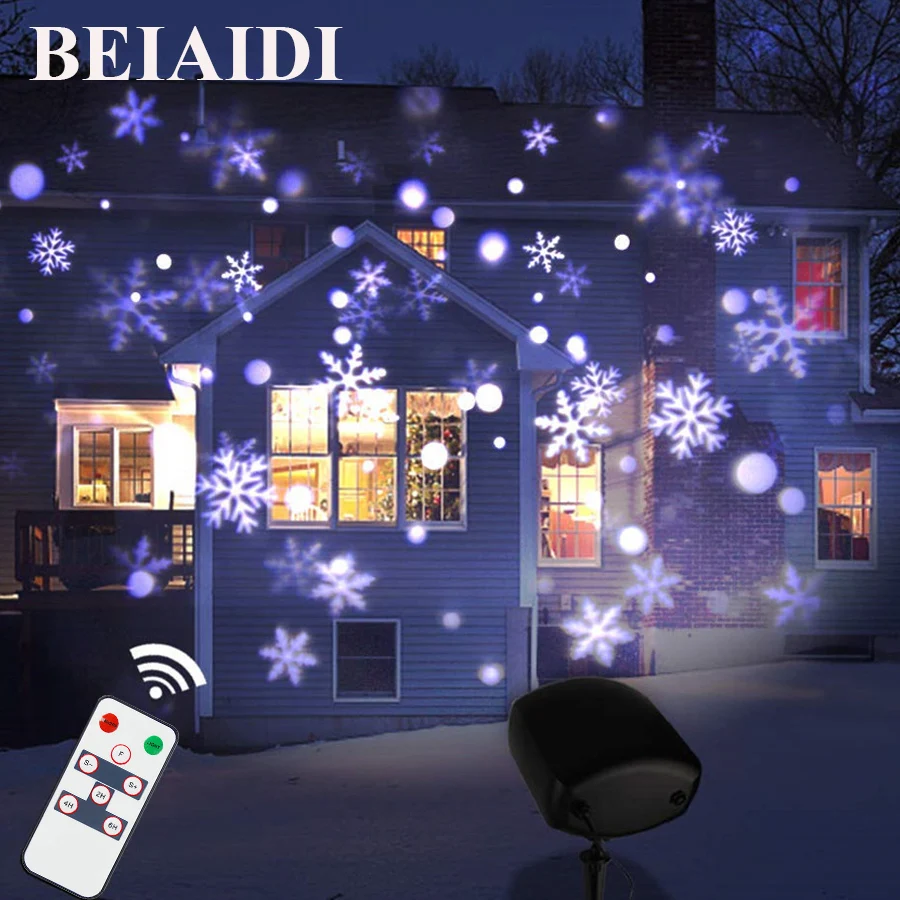 

BEIAIDI Outdoor Snowflake Christmas Laser Projector Waterproof Garden Patio Snowfall Projection Light For Wedding Party Holiday