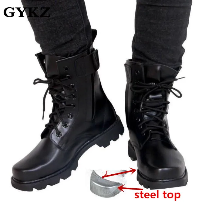 Kaufen Stahl Kappe Military Echtes leder stiefel männer Kampf bot Infanterie taktische stiefel askeri bot armee bots armee schuhe erkek ayakkabi
