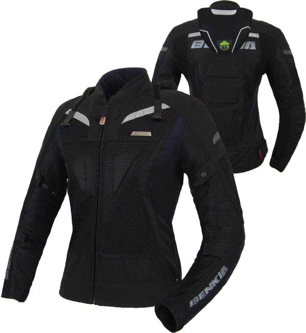 BENKIA Женская мотоциклетная куртка мотоциклетная гоночные куртки мото Куртка Jaqueta Motoqueiro защитная одежда для верховой езды Женская - Цвет: Черный
