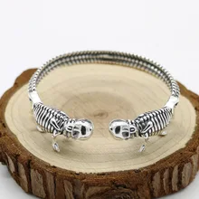 От производителя; S925 стерлингового серебра Для мужчин и Для женщин модные открытые Ретро тайский серебряный браслет