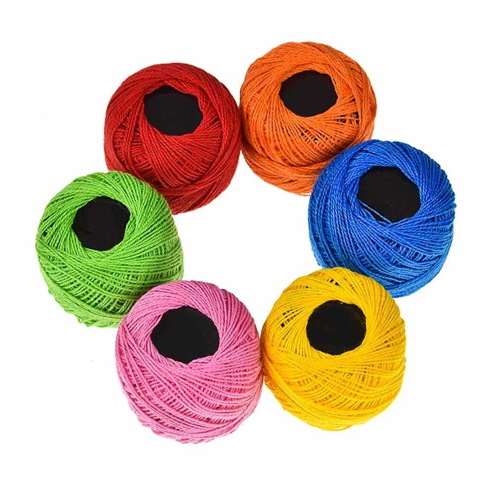 

16 Pcs Cotton DIY Embroidery Thread Cross Stitch Weaving Dyed Line Sewing Tools Accessories 50m / roll