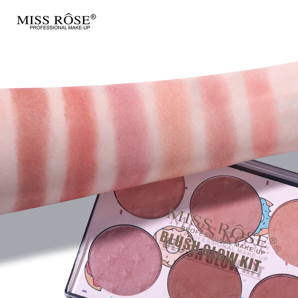 Miss Rose, 6 цветов, палитра румян для щек, водостойкая, для ухода, пудра, контур, бронзер, румяна, шелковистая пудра, макияж, Длительное Действие, для лица