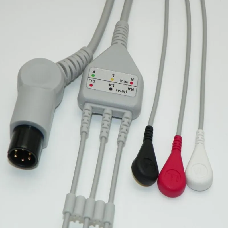 Цельный ECG 3 Leadwire, ECG нормальный 6 Pin локоть оснастки типа ECG кабели для монитора Mindray PM7000/8000 AHA TPU 3,6 M