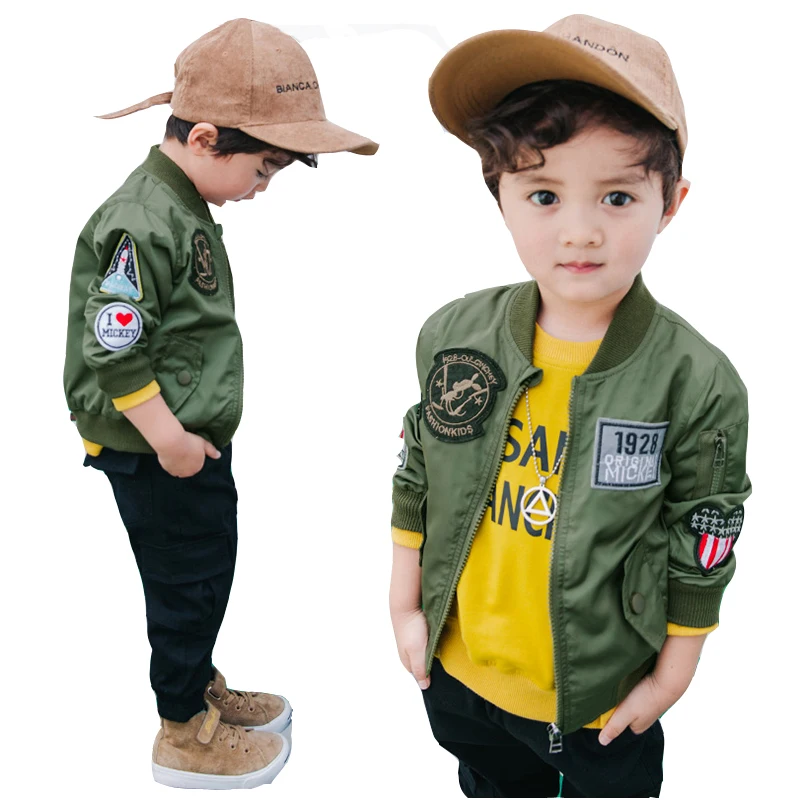 Spring Autumn minnie Jackets for Boy Bomber Coat Army Green Boy s Windbreaker Winter Jacket Mickey