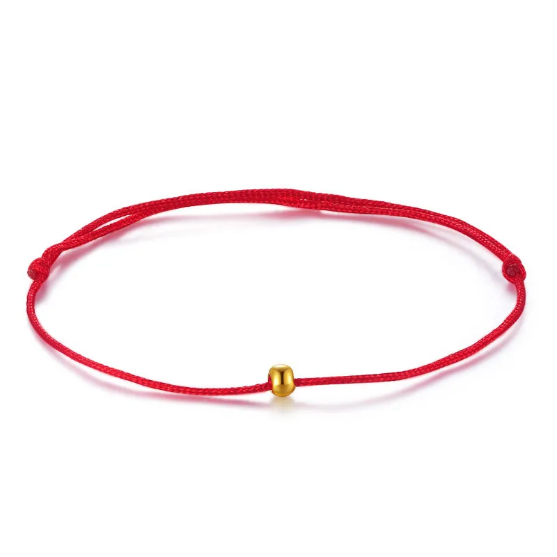 New Arrival 24K Yellow Gold Bracelet Women Lucky Red String Beads
