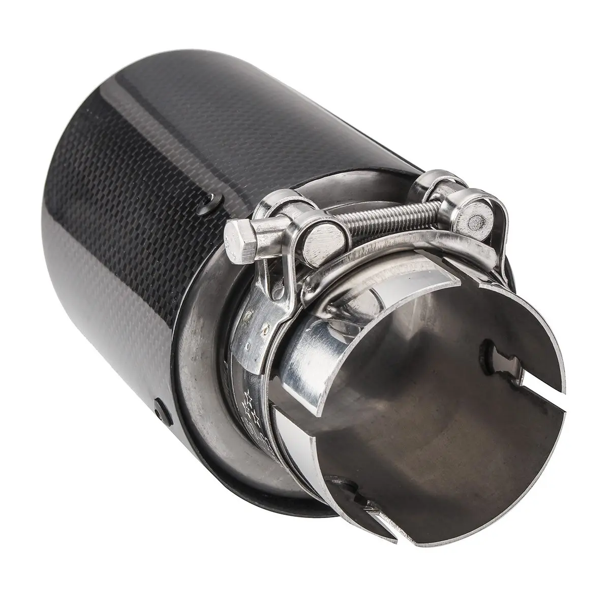 Silenciador de Cano de Escape Brilhante de Fibra de Carbono Carro Estilizador Automotivo Universal 2.5 Polegadas 63mm-inlet 89mm-saída Preto Par 4 preto, brilhante, de fibra de carbono
