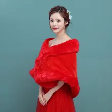 Bolero Frauen Brautverpackungen Faux Pelz Rot Hochzeit Jacke Winter Hochzeit Pelz Schal bolero jacken für abendkleid PBJ15