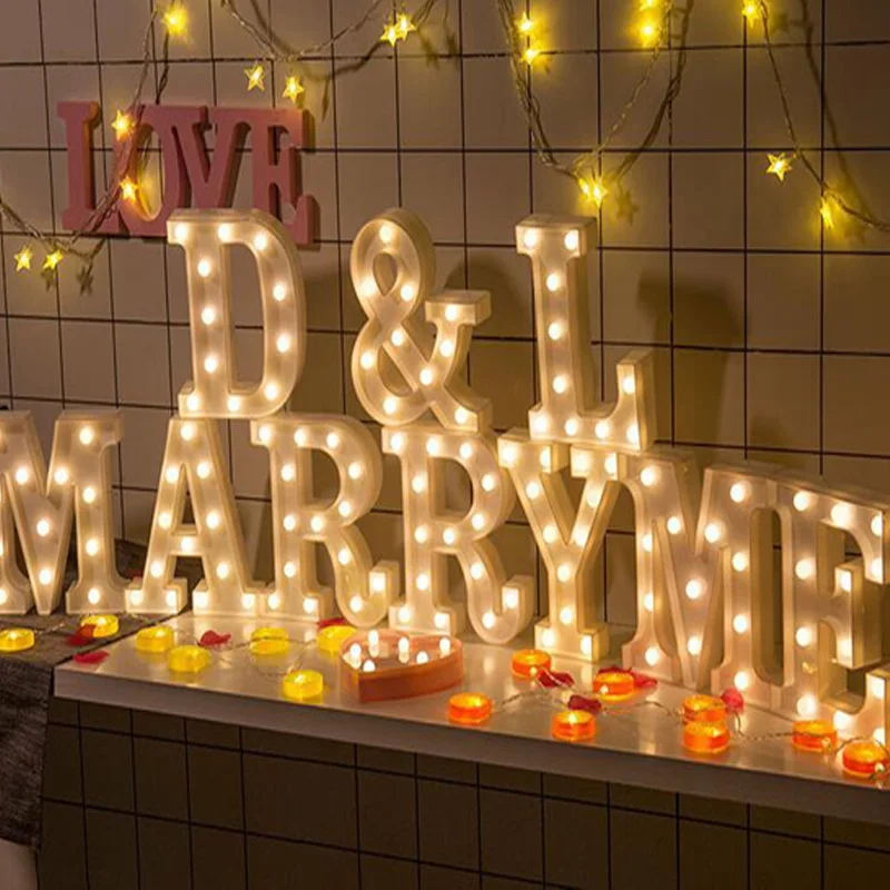 LED Letter decor Night Light Marquee Sign Alphabet Lights Lamp Home Club Outdoor Indoor Wall Wedding Decor Valentine's Day Gift (1)