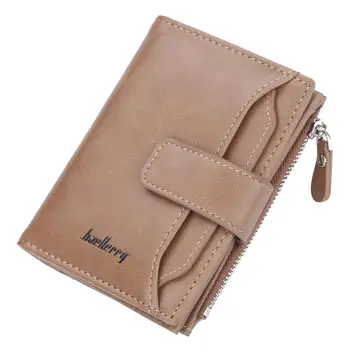 

None Men Soft Leather Short Wallet Zipper Classic Business Purse