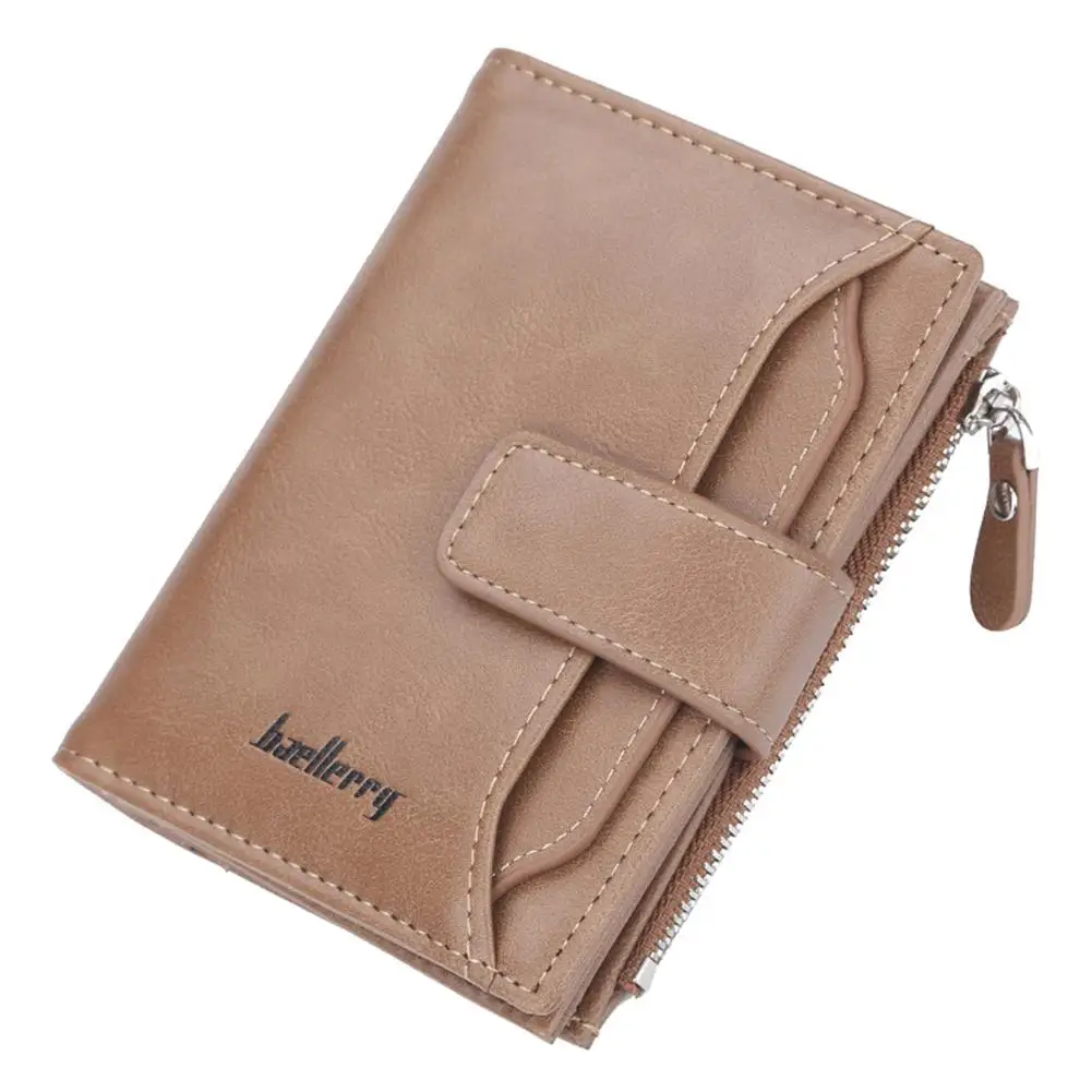 PinShang Men Soft Leather Short Wallet Zipper Classic Business Purse