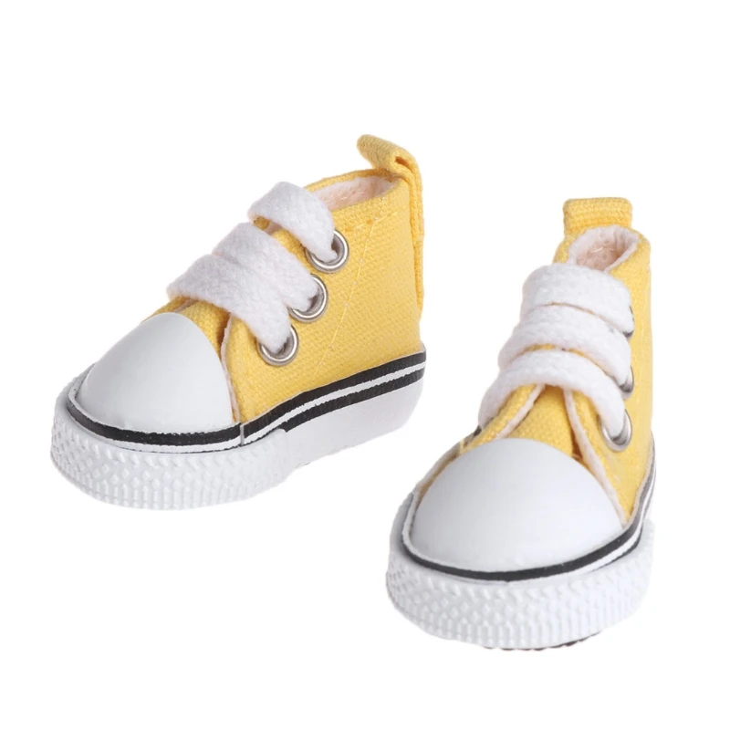 5 см кукла обувь аксессуары холст модные летние игрушки мини кроссовки джинсовые сапоги - Цвет: Цвет: желтый