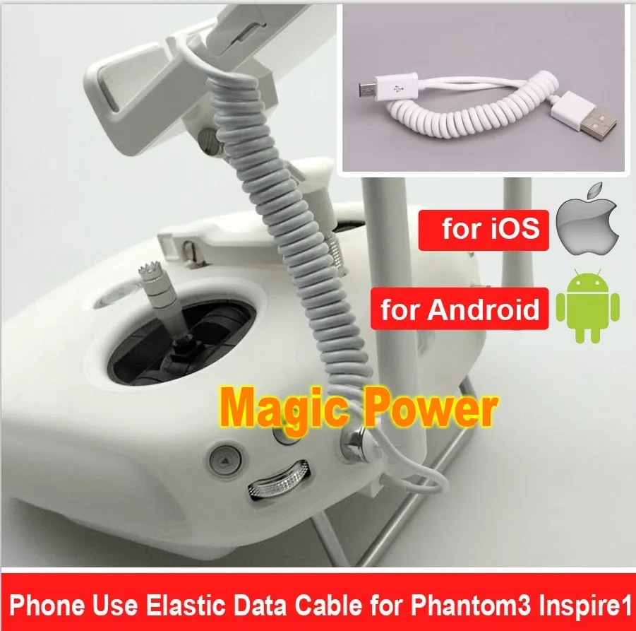 Android IOS Type C Portable Data Spring Cable Line for DJI Phantom 3/4 PRO + Inspire 12 Suitable for IPhone IPad Android Phones