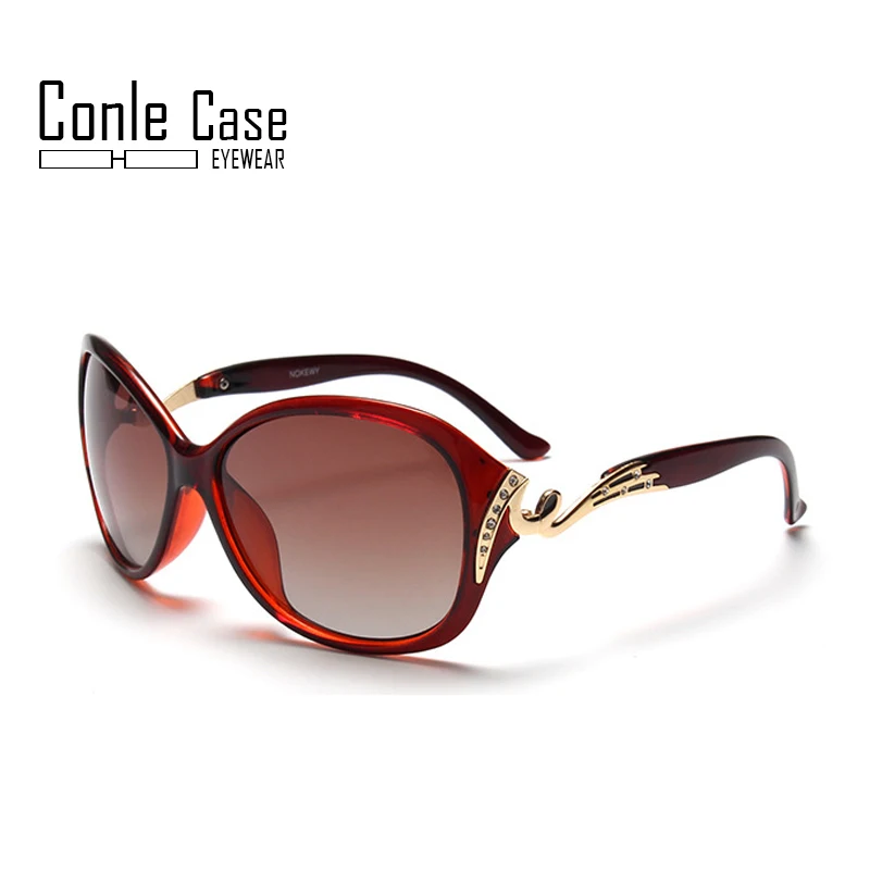 Conle чехол новые женские поляризованные солнцезащитные очки мужские Большая оправа солнцезащитные очки «кошачий глаз» UV400