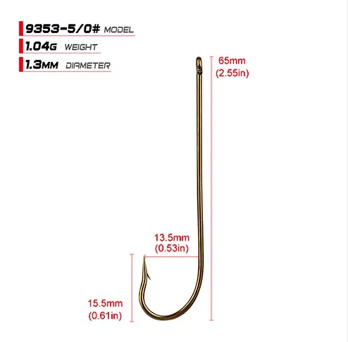 100 шт./лот Абердин длинный хвостовик рыболовный крючок для соленой воды пресноводные рыболовные крючки FSS9353 - Цвет: 5o