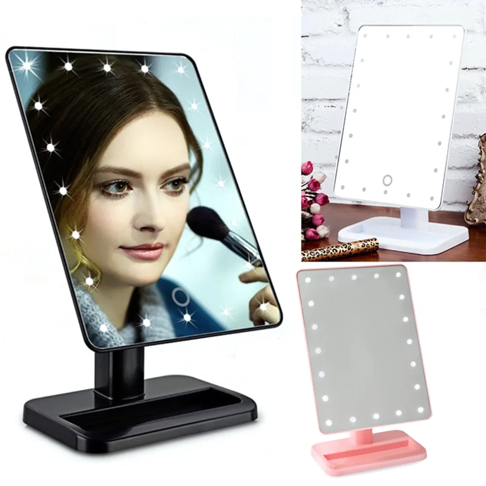 

New LED light Mirror 20LED Desktop Makeup Mirror Square Beauty Cosmetic Mirror With Exquisite And Elegant Appearance