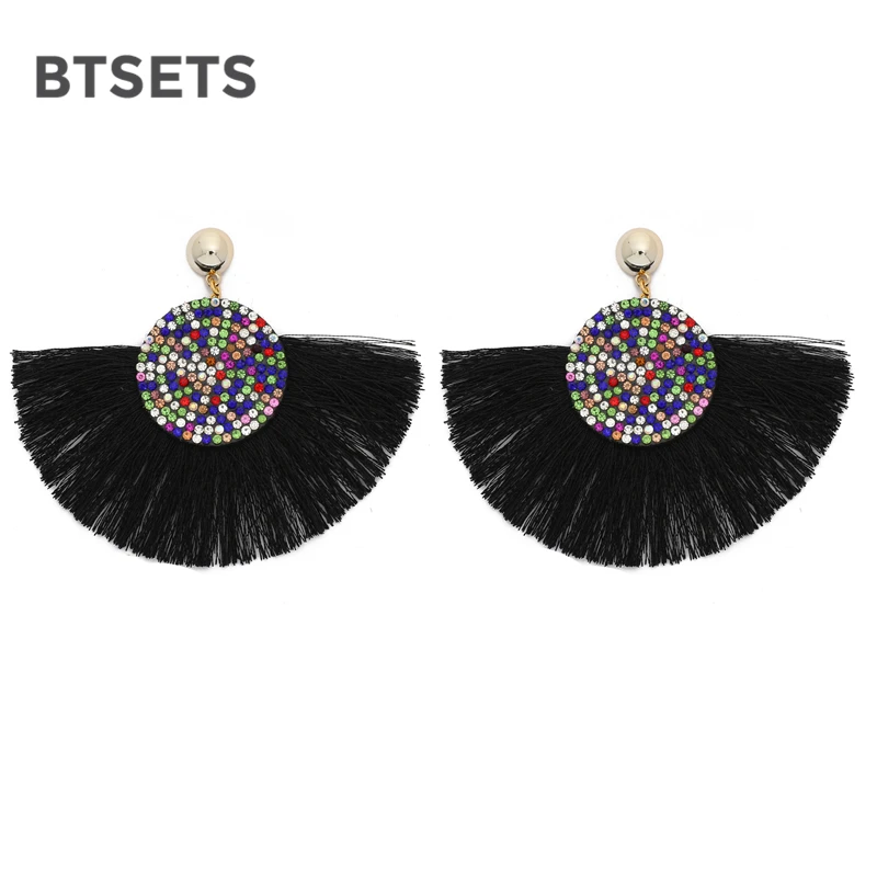 

Black Beaded Tassel Earrings For Women Boho Hanging Drop Earrings Female Wedding Fringe Statement Earings Fashion Jewelry