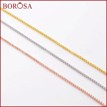 

BOROSA 10PCS 16inch Fashion Gold/Rose Gold Color 92.5% Pure Silver Boxing Finished Chain Necklace Chains Jewelry PJ157