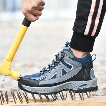 

Mens Steel Toe Work Safety Shoes Lightweight Breathable Anti-smashing Anti-puncture Boots Free Shipping