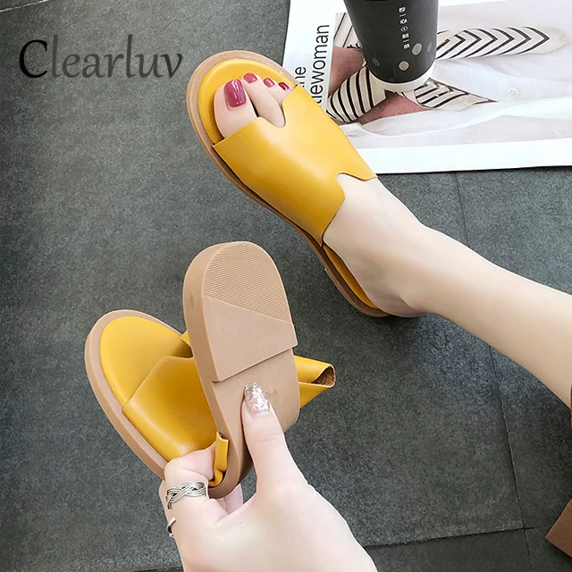 

Brand new slippers summer wear flat solid color soft bottom sandals fashion wild anti-skid lazy student beach comfortable sandal