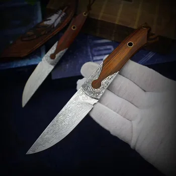 

High hardness VG10 Damascus knife self-defense wild jungle to straight knife not folding knife collection of outdoor survival