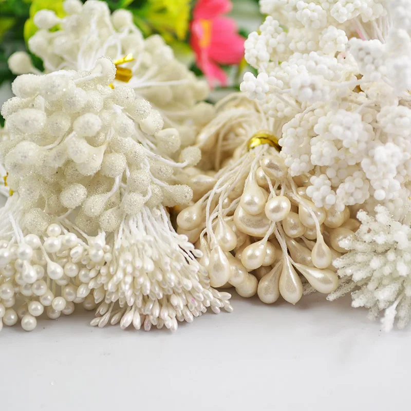 540 шт./лот белый цвет DIY Ронде цветок стебли 6 различных тычинки украшения торта и DIY пестик тычинка