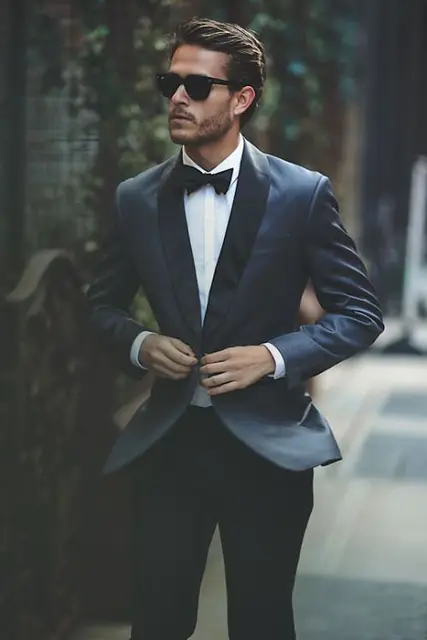 Blue Shawl Lapel Groom Tuxedos Men 