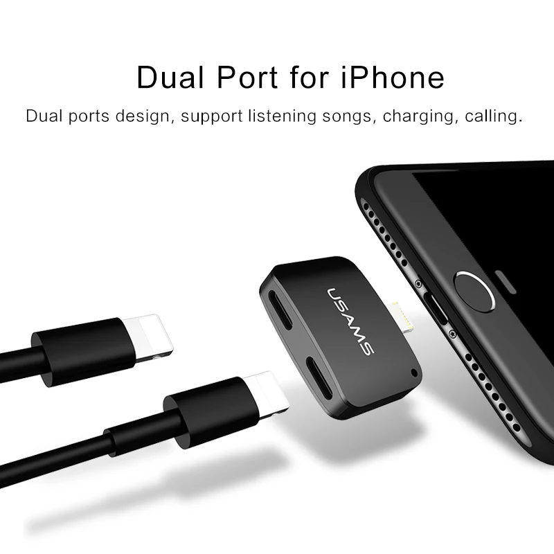 USAMS для Lightning/Lightning аудио адаптер iPhone 8/7 наушников OTG адаптер|Переходники и