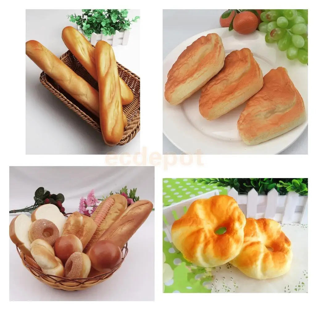 

Artificial Breads - 27cm - Decorative PU Foam Food Fake Bread French Loaf Croissant Triangle Breads Basket Display Ornament