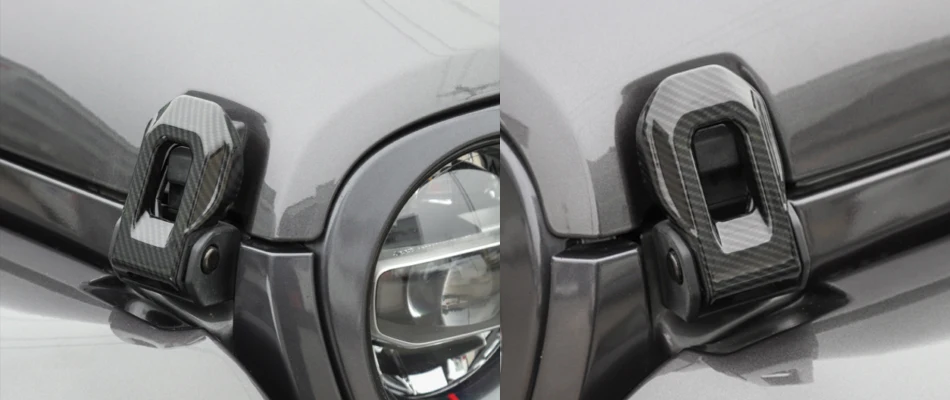 beler Carbon Fiber 2PCS Hood Lock Buckle Latch Bracket Trim Decor Decorative Frame Cover Moulding Fit For Wrangler JL