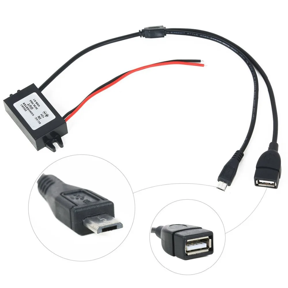 DC12 24V Car AUTO Power Charger BOX to 5V 3A USB/ Micro USB Port Reduce