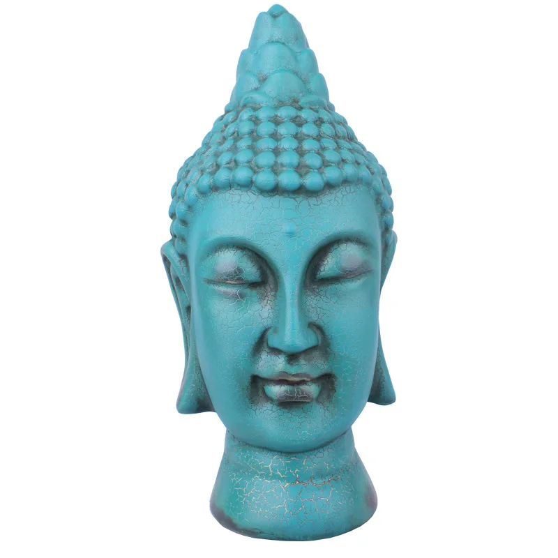 

Resin Crafts Chinese Zen Buddha Head Ornaments Living Room Porch Buddha Statue Feng Shui Furnishings Retro Buddha Sculpture Gift